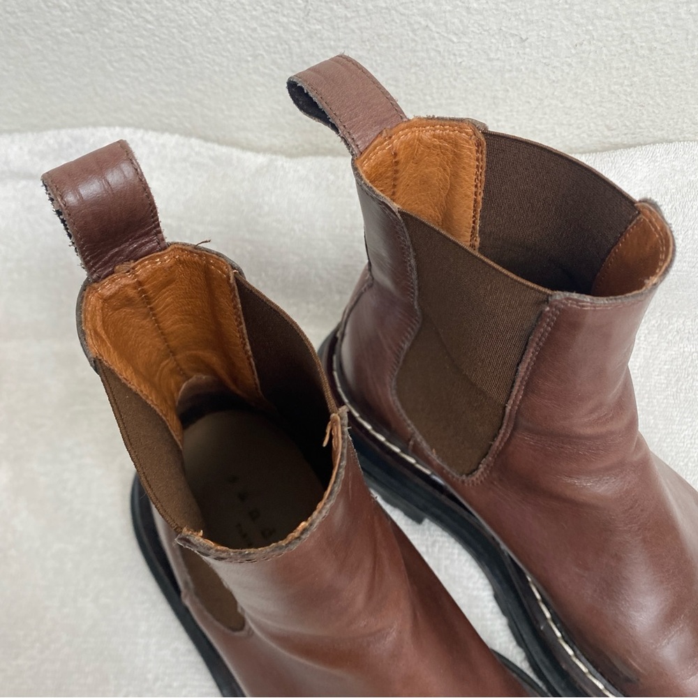 Sandro Paris Women's Brown Leather Chelsea Combat Boot Size 5.5/6 Streetwear - Picture 13 of 16